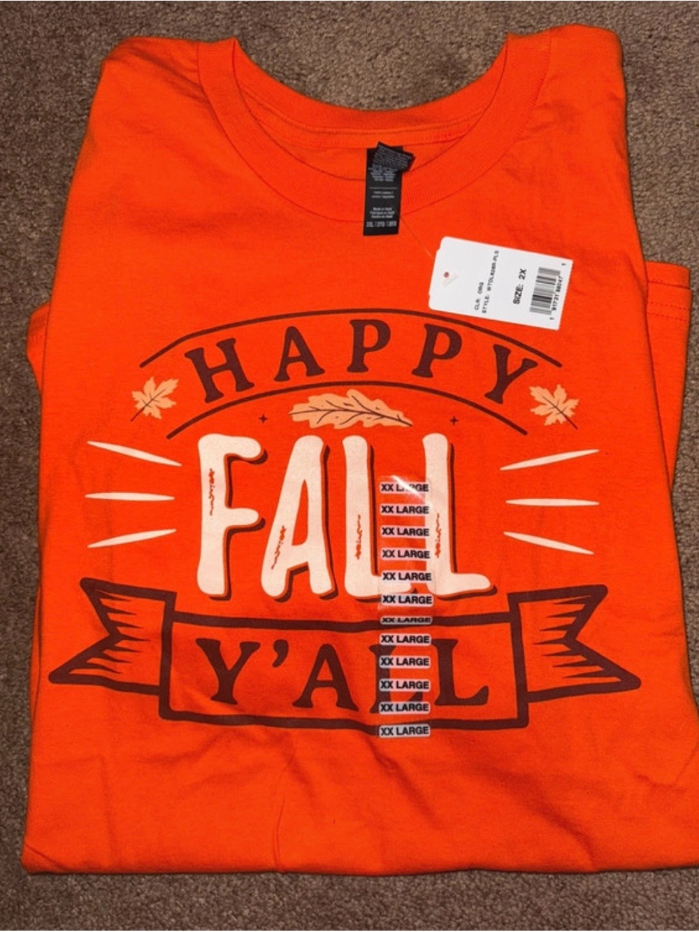 Gildan Orange 'Happy Fall Y'All' Graphic Short Sleeve Tee